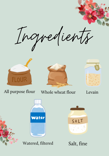 No Knead Sourdough Bread Ingredients